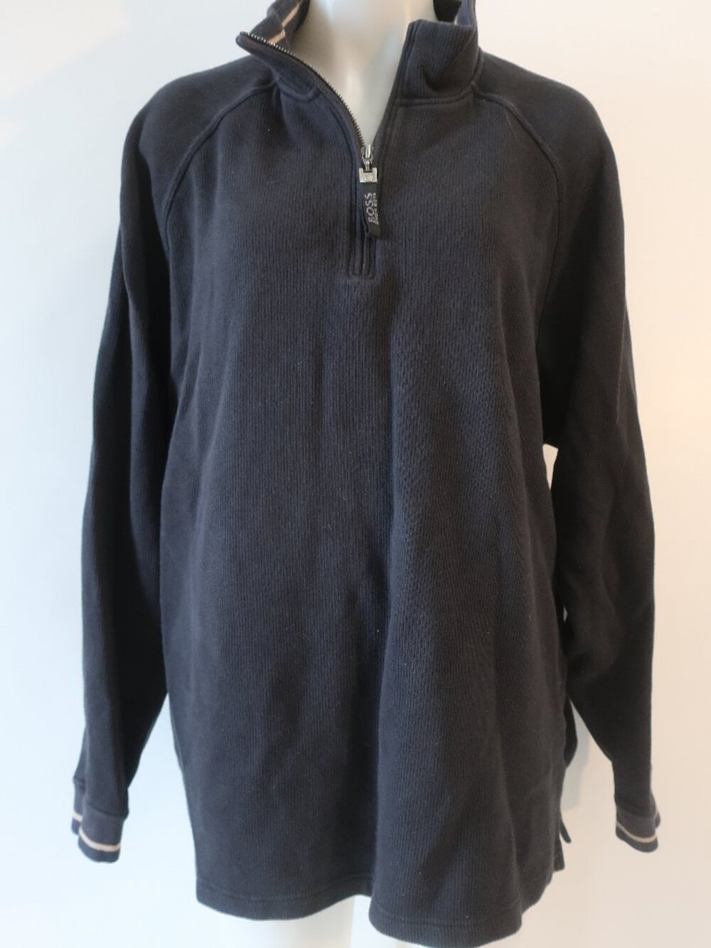 Mens Boss Hugo Boss Sport 8/8 Black (Item-601) 1/4 Zip Cotton Pullover Shirt 2XL